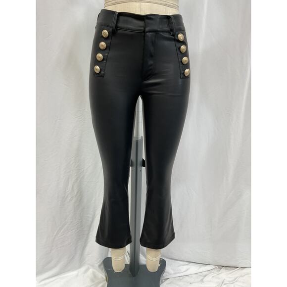 Generation Love 'Amirah' Black Button Faux Leather Pants Size 0 - Picture 2 of 5